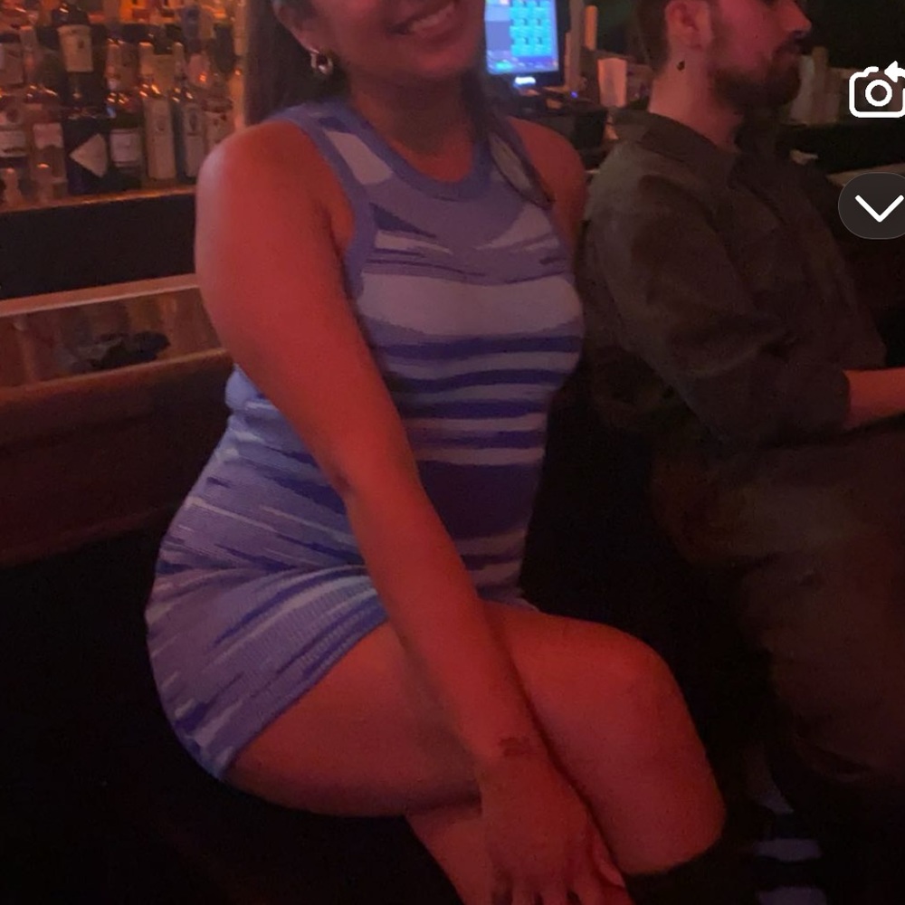 blue knit dress